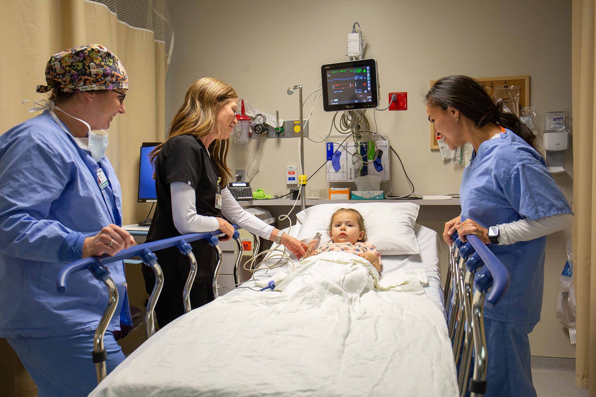 Healthcare team caring for child